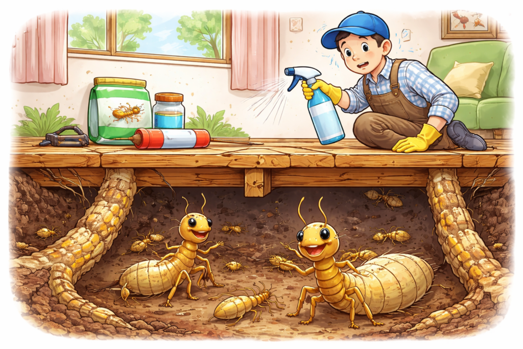 シロアリ駆除は自分でできるのでしょうか？ホームセンターの薬剤の効果やDIY対策の限界、専門業者による防除との違いをわかりやすく解説します。シロアリ被害を防ぐためのポイントも紹介します。